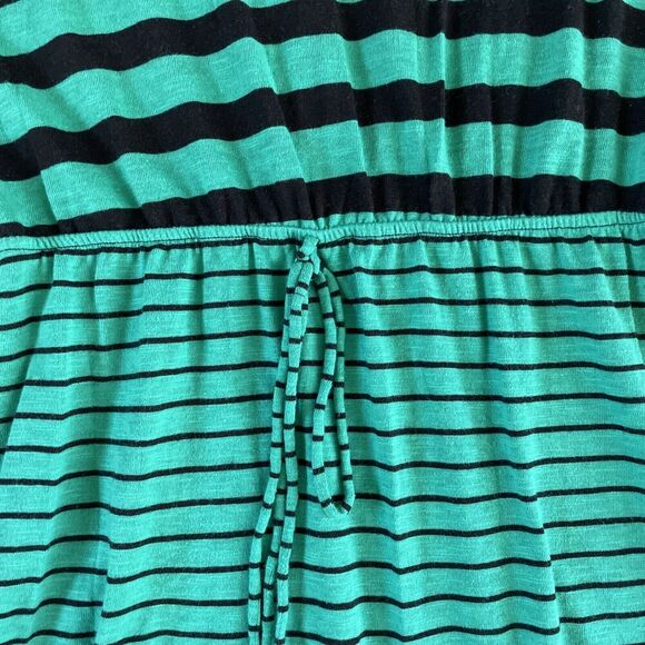 Retro Cap‎ Sleeve Dress M Green Marinière Stripes A-line I’m In Love with Derek - Picture 2 of 6